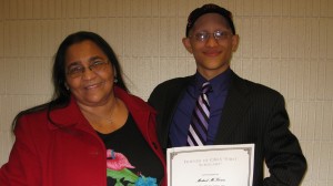 "First Scholar" Michael McKeown and his mom at Scholarship Night 5-19-11